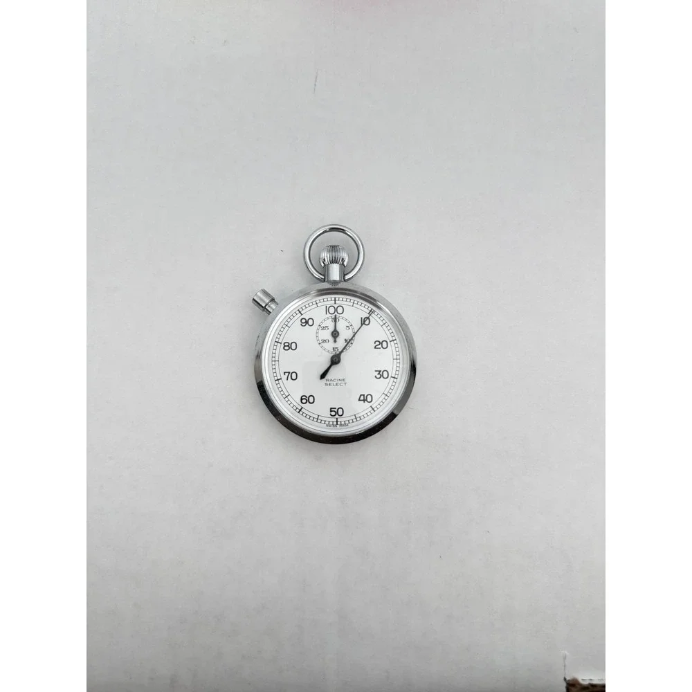 Racine Select Vintage Mechanical Stopwatch Swiss Silver Tone 100 Second Dial New